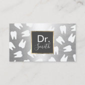 Dentist Tooth Pattern Moderne Silver Dental Care Visitekaartje (Voorkant)
