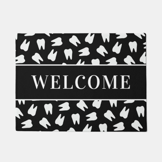 Dentist Tooth Pattern Plain Black Dental Office Deurmat (Voorkant)