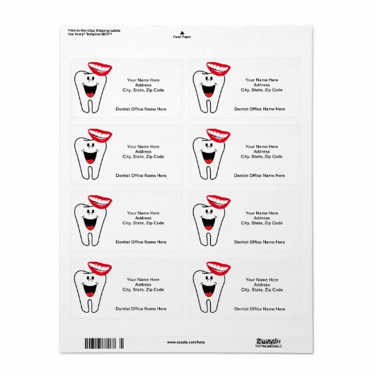 Dentist Tooth Teeth Smile Labels (Full Sheet)