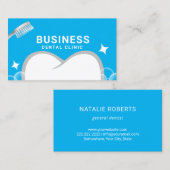 Dentist Tooth & Toothborstel Blue tandheelkundige  Visitekaartje (Voorkant / Achterkant)