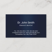 Dentist Tooth & Water Splash Navy Blue Dental Visitekaartje (Achterkant)