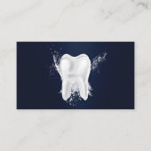 Dentist Tooth & Water Splash Navy Blue Dental Visitekaartje (Voorkant)