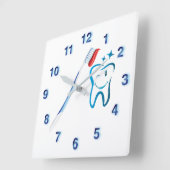 Dentist Toothbrush Funky Blue Vierkante Klok (Hoek)