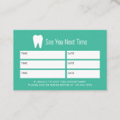 Dentist Turquoise Green Dental Appointment Afsprakenkaartje (Voorkant)