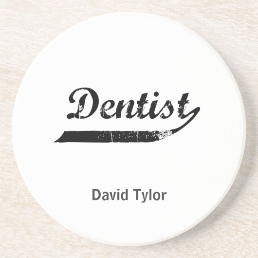 Dentist Typografie Zandsteen Onderzetter (Voorkant)