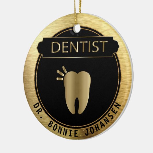 Dentist 🦷 - UpScale Black and Gold Keramisch Ornament (Links)