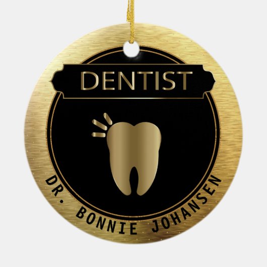 Dentist 🦷 - UpScale Black and Gold Keramisch Ornament (Achterkant)