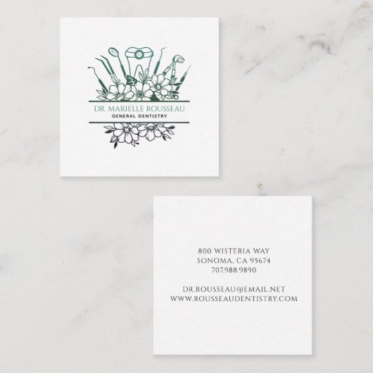 Dentist Vierkante Visitekaartje (Voorkant / Achterkant)