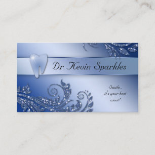 Dentist Visitekaartje Blue Sparkle Leaf Tooth Logo