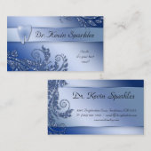 Dentist Visitekaartje Blue Sparkle Leaf Tooth Logo (Voorkant / Achterkant)