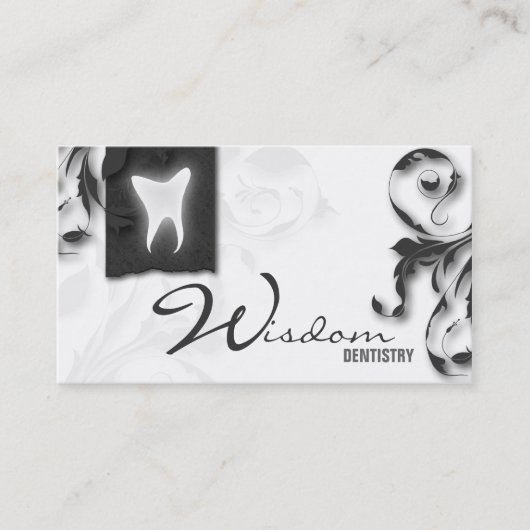 Dentist Visitekaartje Elegant Monogram Gray (Voorkant)