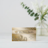 Dentist Visitekaartje Gold Sparkle Leaf Tooth Logo (Staand voorkant)