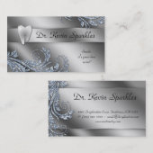 Dentist Visitekaartje Silver Sparkle Leaf Tooth (Voorkant / Achterkant)
