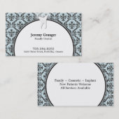 Dentist Visitekaartje - Tooth Damask Blue White (Voorkant / Achterkant)