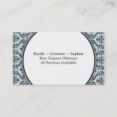Dentist Visitekaartje - Tooth Damask Blue White (Achterkant)