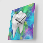 Dentist-wandklok met witte tand vierkante klok (Hoek)
