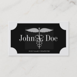 Dentist White/Black Plaque/Silver Stripes Visitekaartje
