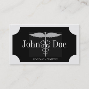 Dentist White/Black Plaque/Silver Stripes Visitekaartje