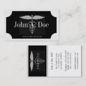 Dentist White/Black Plaque/Silver Stripes Visitekaartje (Voorkant / Achterkant)