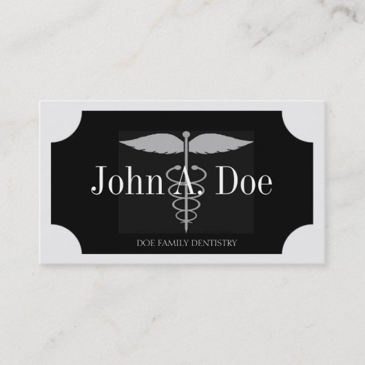 Dentist White/Black Plaque/Silver Stripes Visitekaartje (Voorkant)