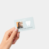 Dentist White Teeth Light Blue ID Photo Badge (Handheld)