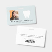 Dentist White Teeth Light Blue ID Photo Badge (Front & Back)