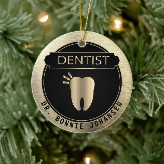 Dentist 🦷 - zwart en goud keramisch ornament (Boom)