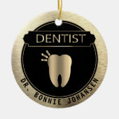 Dentist 🦷 - zwart en goud keramisch ornament (Voorkant)