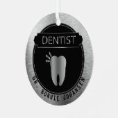 Dentist 🦷 - zwart en zilver metalen ornament (Voorkant links)