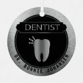 Dentist 🦷 - zwart en zilver metalen ornament (Voorkant)
