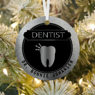 Dentist 🦷 - zwart en zilver metalen ornament