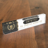 Dentist - zwart, wit en goud naambordje (Zijkant)