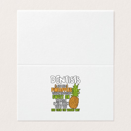 Dentisten zijn als ananassen. visitekaartje (Buitenkant ongevouwen)