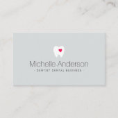 Dentistische tandheelkundige met hartlicht grijs visitekaartje (Voorkant)