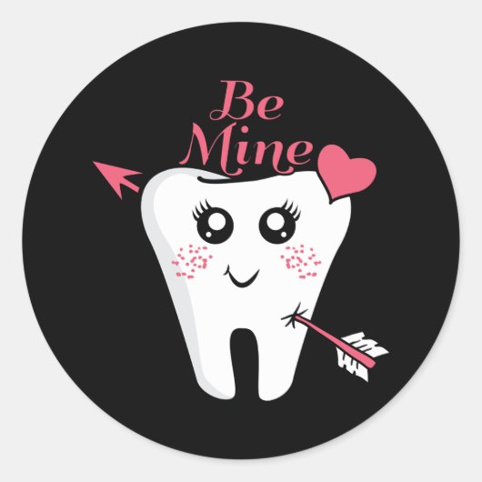 Dentistische Valentijn - Tooth Heart, BE Mijne Ronde Sticker (Voorkant)