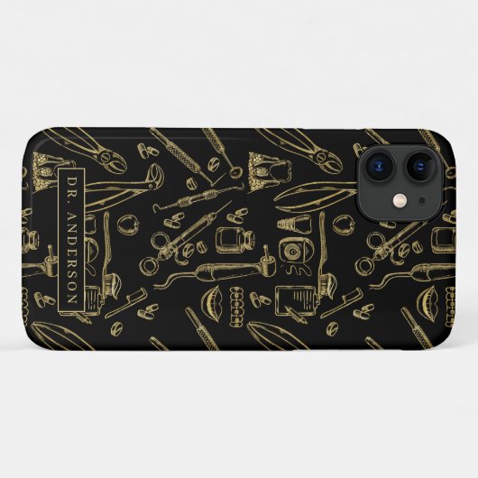 Dentistry Art Gold Pattern Monogram Case-Mate iPhone Case (Achterkant (horizontaal))