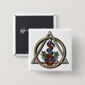 Dentistry Caduceus Vierkante Button 5,1 Cm (Voorkant /achterkant)