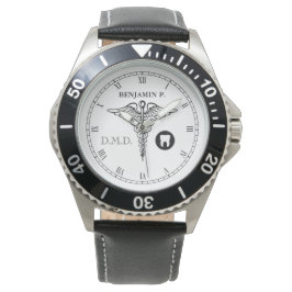 Dentistry Custom Name Elegant Black|White Watch Horloge
