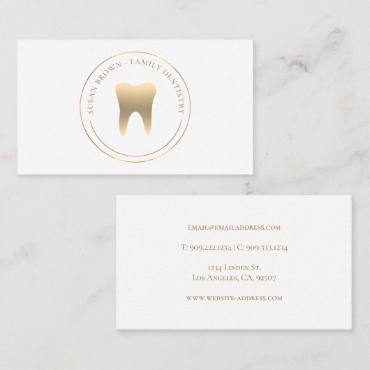 Dentistry Gold Teeth Logo Visitekaartje (Voorkant / Achterkant)