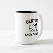 Dentists Know The Drill Tweekleurige Koffiemok (Voorkant rechts)