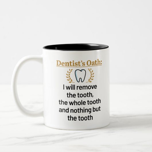 Dentist's Oath Funny DDS Afstuderen Gift Tweekleurige Koffiemok (Links)