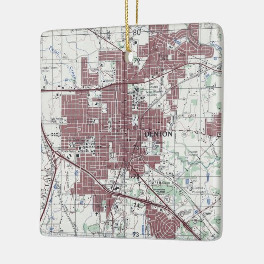Denton Texas City Map Keramisch Ornament (Links)