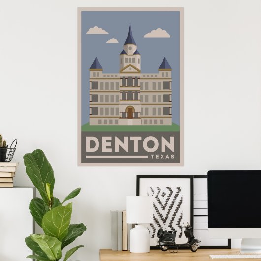 Denton Texas Courthouse Poster (Thuiskantoor)