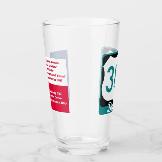 Denton, Texas en US 380, Pint Glass Glas (Rechts)