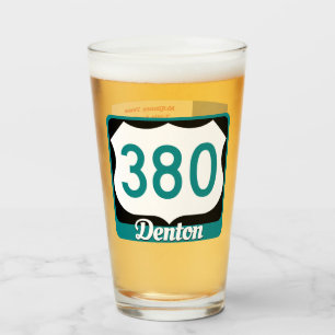 Denton, Texas en US 380, Pint Glass Glas