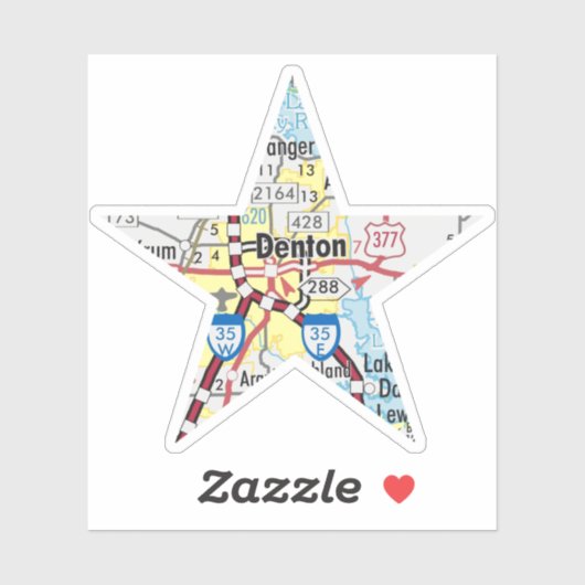 Denton Texas Map Sticker (Vel)