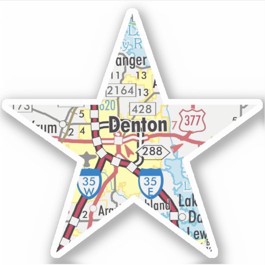 Denton Texas Map Sticker (Voorkant)