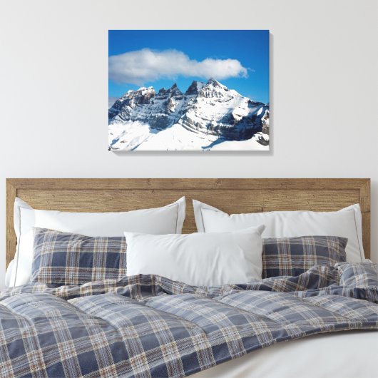 Dents du Midi Swiss Holiday Card Canvas Afdruk (Insitu (Slaapkamer))