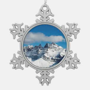 Dents du Midi Zwitserland Vakantiekaart Poster Fot Tin Sneeuwvlok Ornament