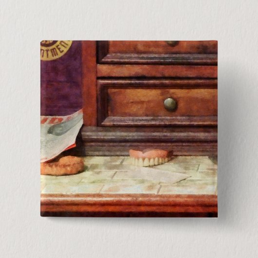 Dentures Vierkante Button 5,1 Cm (Voorkant)